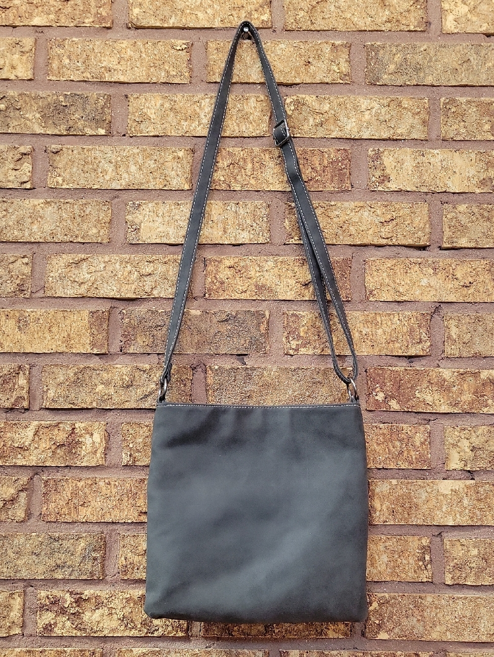 Gray Faux Leather Multi Pocket Crossbody Bag Y2K Utility Organizer Purse - Picture 10 of 11